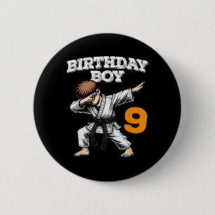 Funny Dabbing 9th Birthday Boy Karate 9 Year Old B 6 Cm Round Badge