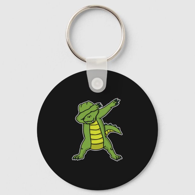 Funny Dabbing Alligator Dab Crocodilian Lover Gift Key Ring (Front)