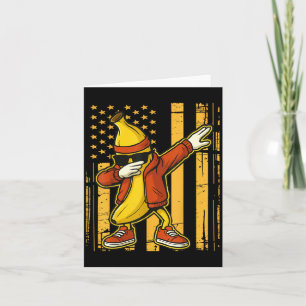 Funny Dabbing Banana Cool Fruit Dab American Flag Card