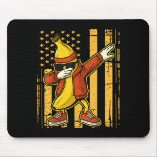 Funny Dabbing Banana Cool Fruit Dab American Flag Mouse Pad