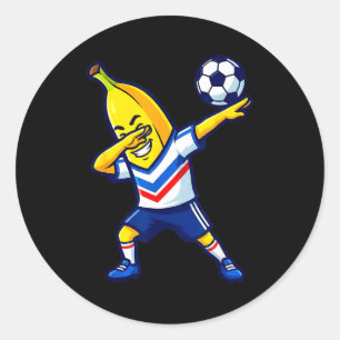 Funny Dabbing Banana Soccer Player Football Sport Classic Round Sticker