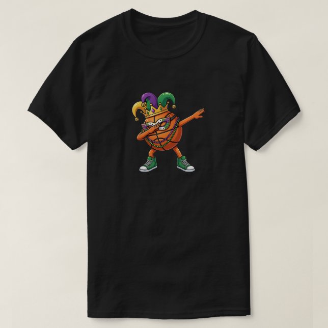 Funny Dabbing Basketball Ball Mardi Gras Jester  T-Shirt (Design Front)