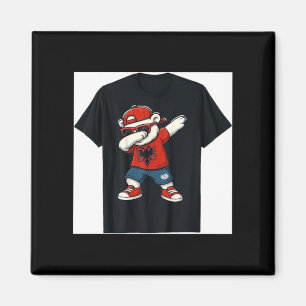 Funny Dabbing Bear Albania Flag Patriotic Albanian Magnet
