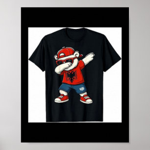Funny Dabbing Bear Albania Flag Patriotic Albanian Poster