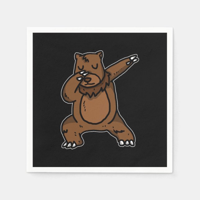 Funny Dabbing Bear Dab Dance White Brown Bear Gift Napkin (Front)