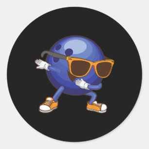 Funny Dabbing Bowling Gift For Bowler Dancer Kids  Classic Round Sticker