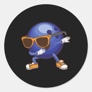 Funny Dabbing Bowling Gift For Bowler Dancer Kids Classic Round Sticker