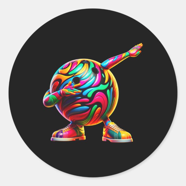 Funny Dabbing Bowling Ll Bowler Bowling Lover  Classic Round Sticker (Front)