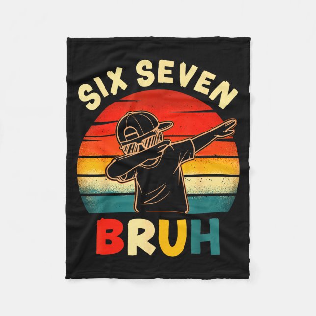 Funny Dabbing Boy Six Seven Bruh 67 Meme 6 7 Slang Fleece Blanket (Front)