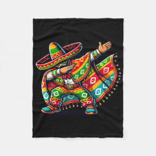 Funny Dabbing Boys Mexican Poncho Cinco De Mayo  Fleece Blanket
