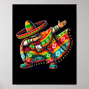 Funny Dabbing Boys Mexican Poncho Cinco De Mayo  Poster