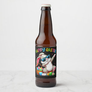 Funny Dabbing Bunny Easter Happy Easter Beer Bottle Label