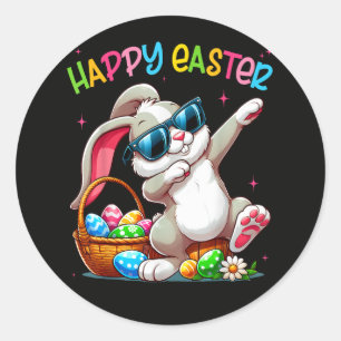 Funny Dabbing Bunny Easter Happy Easter Classic Round Sticker