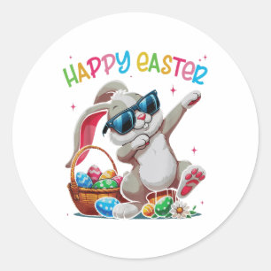 Funny Dabbing Bunny Easter Happy Easter For Boys G Classic Round Sticker