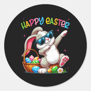 Funny Dabbing Bunny Easter Happy Easter For Boys G Classic Round Sticker