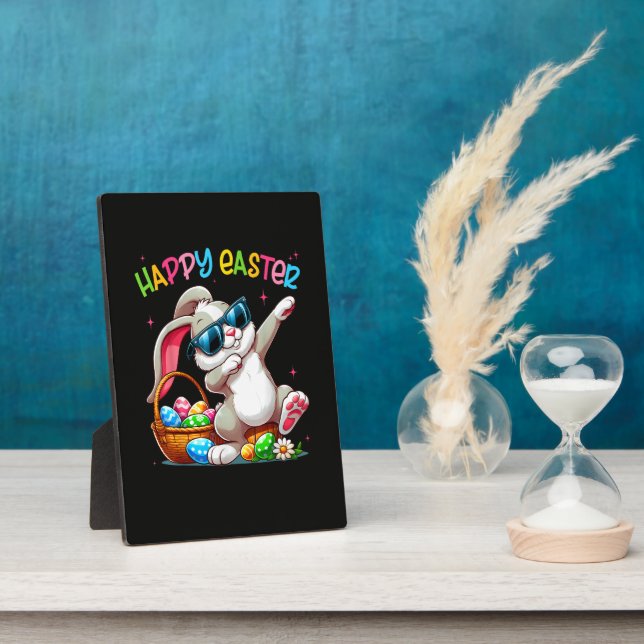 Funny Dabbing Bunny Easter Happy Easter Plaque (Side)