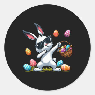 Funny Dabbing Bunny Rabbit Happy Easter Day Cute E Classic Round Sticker