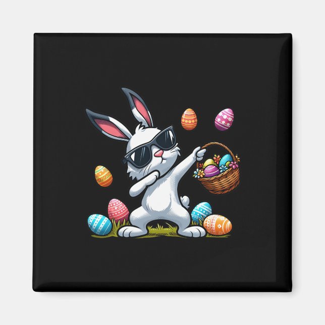 Funny Dabbing Bunny Rabbit Happy Easter Day Cute E Magnet (Front)