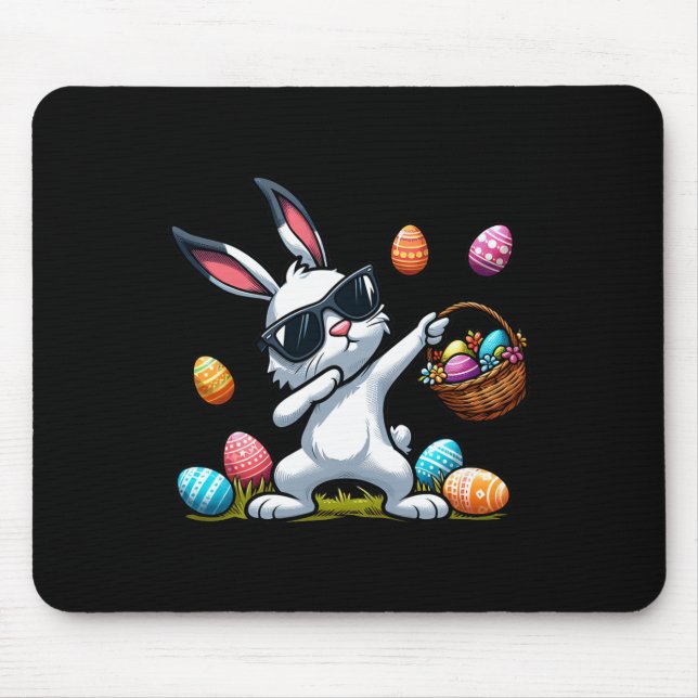 Funny Dabbing Bunny Rabbit Happy Easter Day Cute E Mouse Pad (Front)