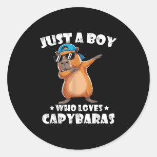 Funny Dabbing Capybara Wearing Hat Animal Lover Ki Classic Round Sticker