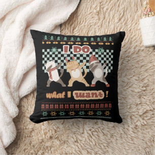 Funny Dabbing Cat - I Do What I Want Cushion
