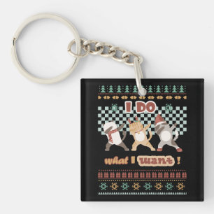 Funny Dabbing Cat - I Do What I Want Key Ring