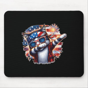 Funny Dabbing Cat With Bandanna American Sungles F Mouse Pad