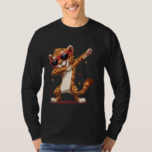 Funny Dabbing Cheetah Jungle Cat Dance Animal Prin T-Shirt