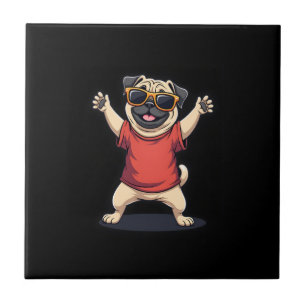 Funny Dabbing Dab Pug Dog Pets Dance Animal Puppy Ceramic Tile