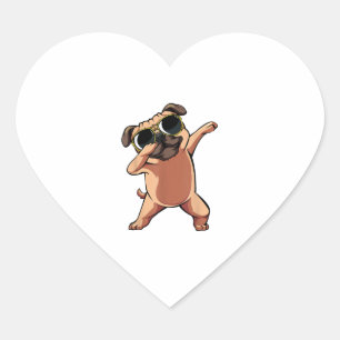 Funny Dabbing Dab Pug Dog Pets Dance Animal Puppy Heart Sticker