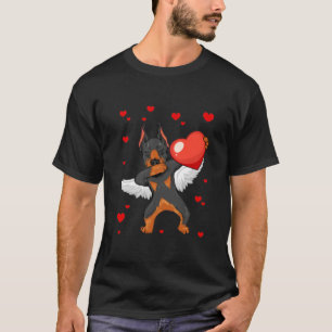 Funny Dabbing Doberman Dog Heart Valentine's Day G T-Shirt