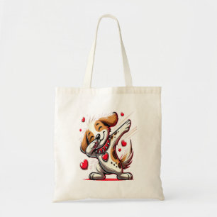 Funny Dabbing Dog Heart Valentine's Day Gifts Boys Tote Bag