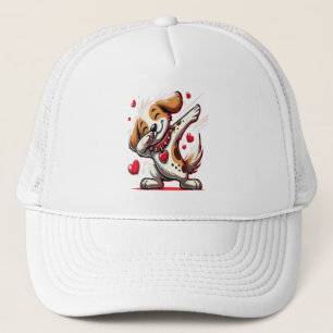 Funny Dabbing Dog Heart Valentine's Day Gifts Boys Trucker Hat