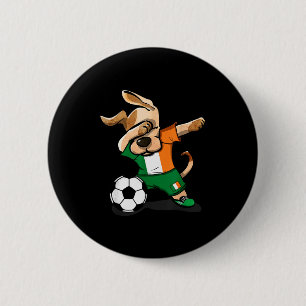 Funny Dabbing Dog Ireland Soccer Jersey Funny Iris 6 Cm Round Badge