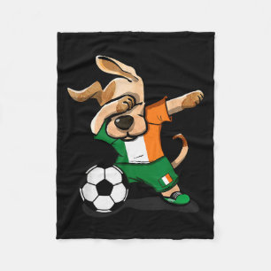 Funny Dabbing Dog Ireland Soccer Jersey Funny Iris Fleece Blanket