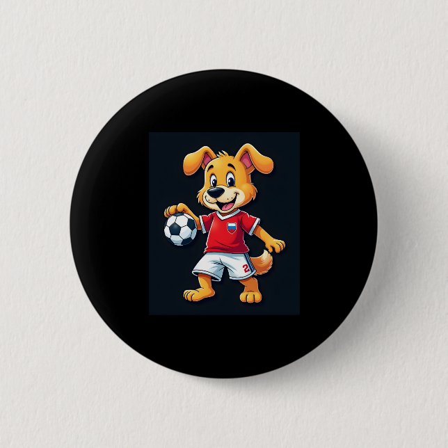 Funny Dabbing Dog Russia Soccer Jersey Russian Foo 6 Cm Round Badge (Front)