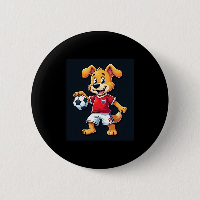 Funny Dabbing Dog Russia Soccer Jersey Russian Foo 6 Cm Round Badge (Front)