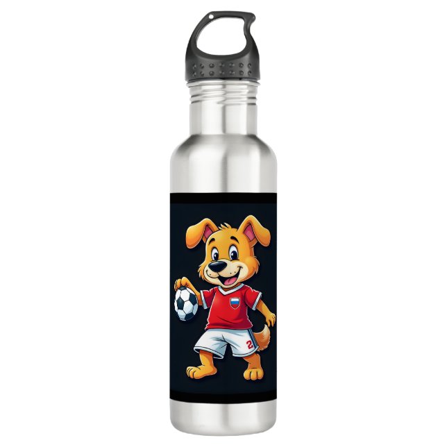 Funny Dabbing Dog Russia Soccer Jersey Russian Foo 710 Ml Water Bottle (Front)