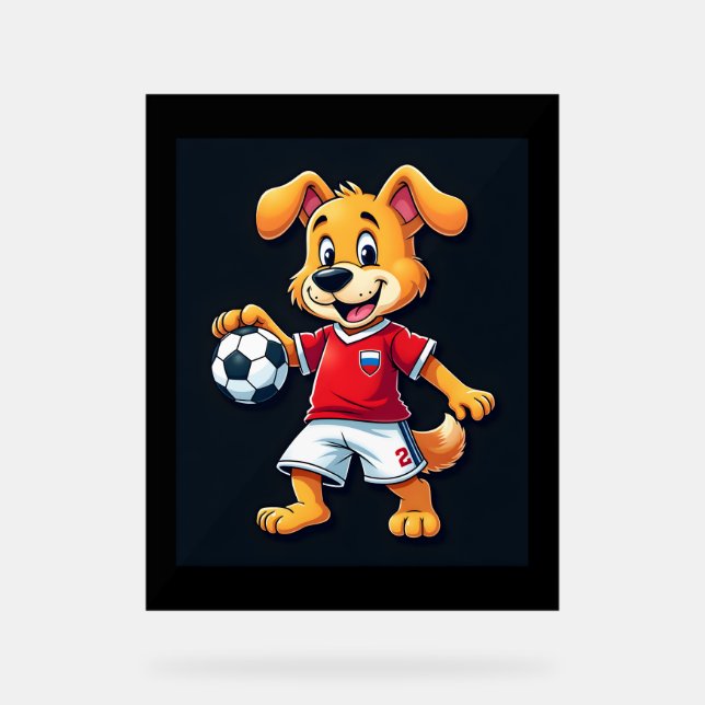 Funny Dabbing Dog Russia Soccer Jersey Russian Foo Acrylic Sign (Front)