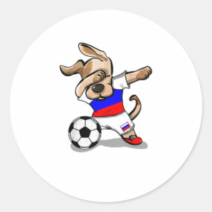 Funny Dabbing Dog Russia Soccer Jersey Russian Foo Classic Round Sticker