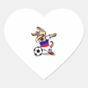 Funny Dabbing Dog Russia Soccer Jersey Russian Foo Heart Sticker