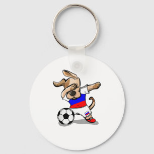 Funny Dabbing Dog Russia Soccer Jersey Russian Foo Key Ring