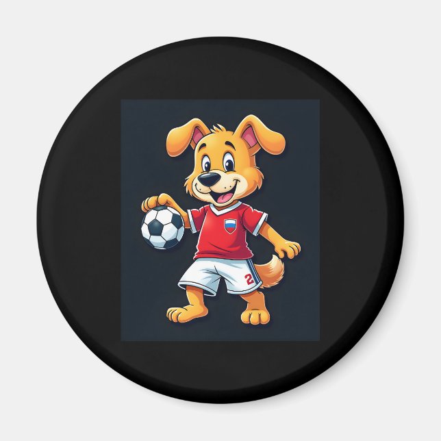 Funny Dabbing Dog Russia Soccer Jersey Russian Foo Magnet (Front)