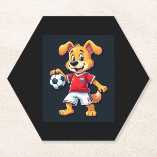 Funny Dabbing Dog Russia Soccer Jersey Russian Foo Paper Coaster