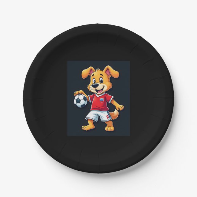 Funny Dabbing Dog Russia Soccer Jersey Russian Foo Paper Plate (Front)