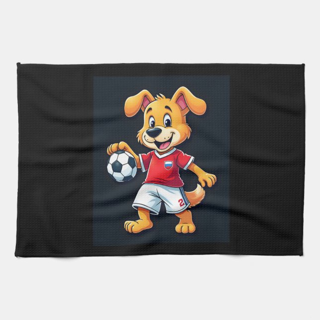 Funny Dabbing Dog Russia Soccer Jersey Russian Foo Tea Towel (Horizontal)