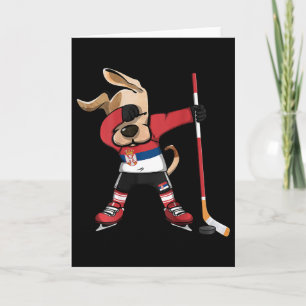 Funny Dabbing Dog Serbia Ice Hockey Fans Jersey Da Card