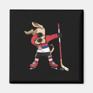 Funny Dabbing Dog Serbia Ice Hockey Fans Jersey Da Magnet