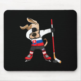 Funny Dabbing Dog Slovakia Ice Hockey Fans Jersey Mouse Pad
