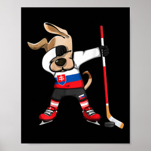 Funny Dabbing Dog Slovakia Ice Hockey Fans Jersey Poster
